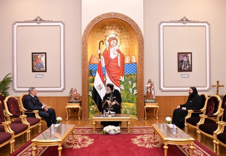 البابا تواضروس يستقبل رئيس المحكمة الدستورية العليا للاطمئنان على صحته